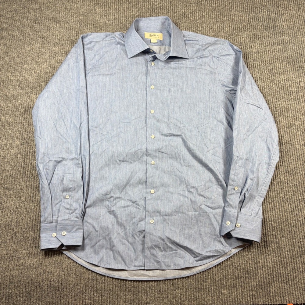 Hagen Carmel CA Shirt Men's L Blue Long Sleeve Button Down Dress Pocket